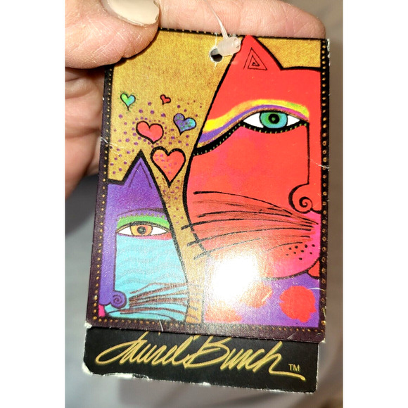 LAUREL BURCH Colorful Cat Print Canvas Shoulder Bag NWT Beaded Crazy Cat Lady - Picture 5 of 12